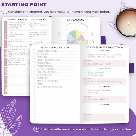 Clever Fox Self-Care Journal Pocket – Daily Reflection Notebook – Mental Health & Personal Development Planner, Meditation & Mood Log (Purple)