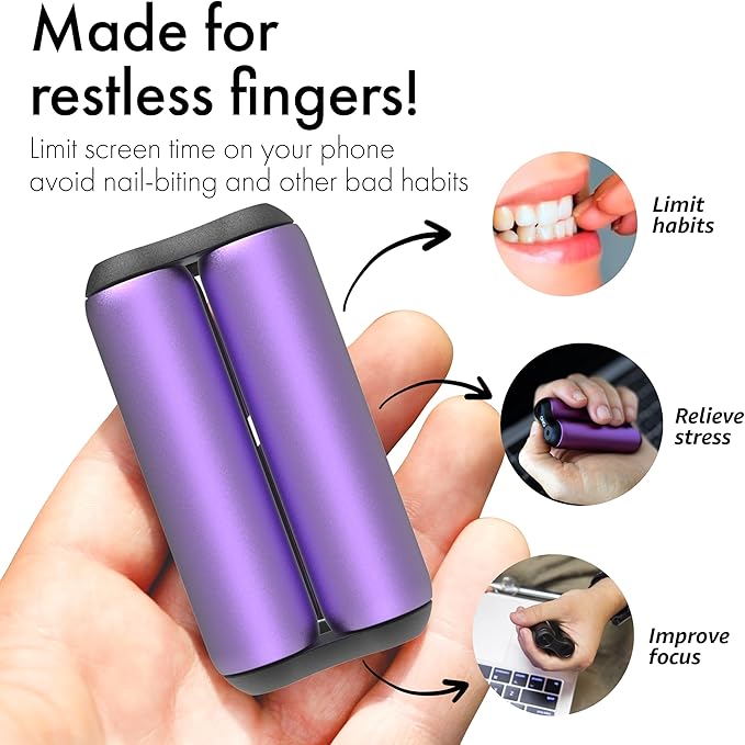 ONO Roller - Handheld Fidget Toy for Adults | Help Relieve Stress, Anxiety, Tension | Promotes Focus, Clarity | Compact, Portable Design (Junior Size/Aluminum, Purple)