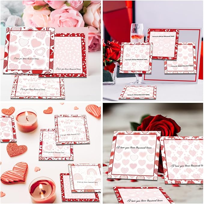 9 Pieces Heart Sticky Notes Valentine Heart Sticky Notes Self-Adhesive Valentine Sticky Note Pads Sticky for School Office Home Supplies Students Teachers Presents