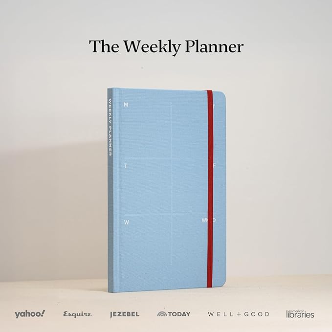 Weekly Planner Undated - Hardcover, with Habit Tracker & Goal Setting. Full Year - 5.8 x 8.4 in (Blue)