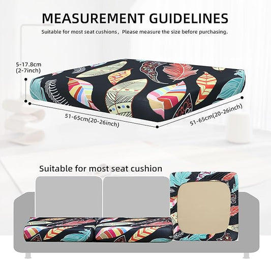 8Pcs Stretch Patio Cushion Covers Waterproof Outdoor Cushion Covers Patio Couch Cover Slipcovers, for Outdoor Furniture Protector Covers Replacement(Cover Only) (Feather)