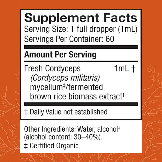 Host Defense Cordyceps Extract - Immune & Energy Support Supplement - Kidney Health Supplement with Cordyceps - Fitness Support to Aid Oxygen Uptake - 2 fl oz (60 Servings)*