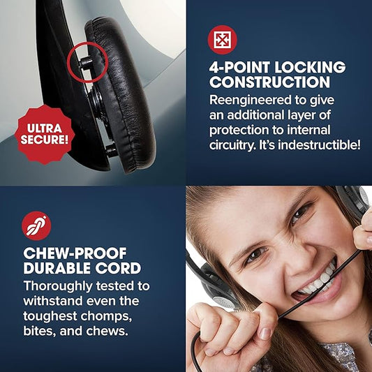 SENTRY Bulk Rugged School Headphones, Durable for Kids, Students, Teachers, Classrooms, 3.5mm or USB-C Jack Options, Optional Boom Mic for Online Learning (8 Count - USB C Inline Mic, 8, Count)