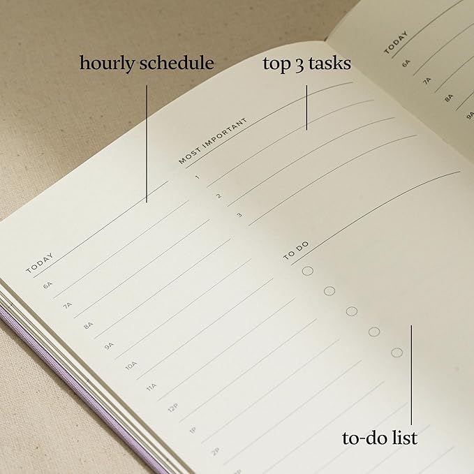 Undated Daily Planner for Productivity & Work – Hardcover, 120 Days, with Habit Tracker & Goal Setting. Monthly, weekly & daily work planner. Start Anytime (Lavender)