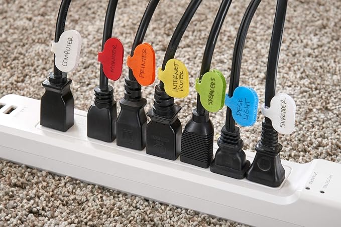 Cable Labels by Wrap-It Storage, Regular, White (36 Pack) - Write On Cord Labels, Wire Labels, Cable Tags and Wire Tags for Cable Management and Electronics, Computers. Great Stocking Stuffer