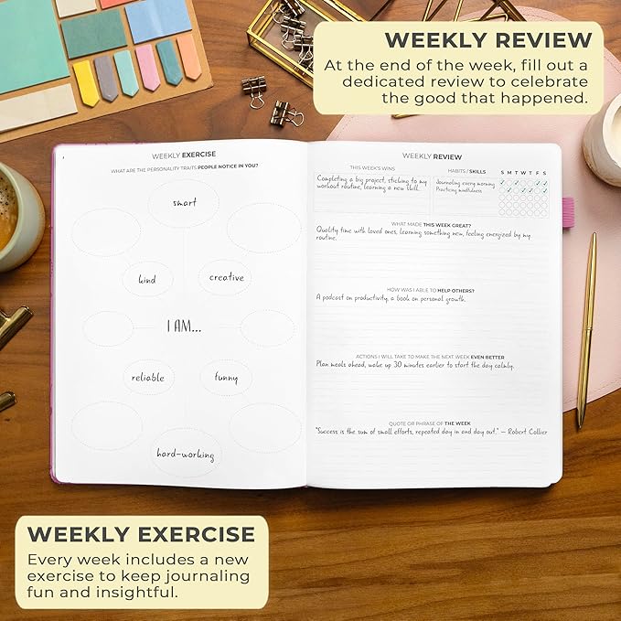 Clever Fox Gratitude Journal Large – Happiness, Positivity & Affirmation Journal – Inspirational Daily Notebook, 3 Months, 8.3x11” (Violet blossom)