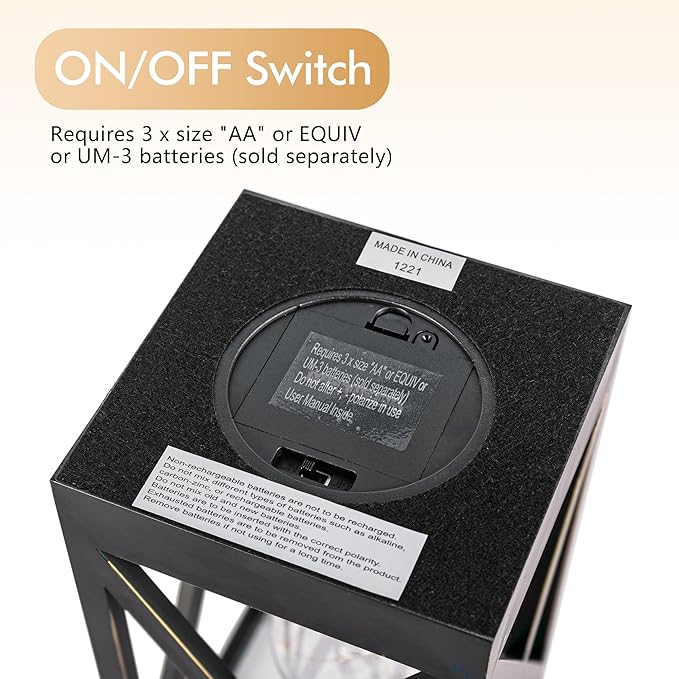 WINGBO 2 Pack Retro Battery Powered Table Lamps, Battery Operated Cordless Lamp Set, Portable Nightlight Decorative Light for Living Room Dining Room Bedroom Entryway Patio Backyard, Black Finish