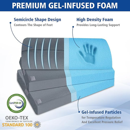 KAYFIA Foot Rest for Under Desk at Work XXL(20in) with 3 Adjustable Heights,Foot Stool with Supportive Gel Foam, Warmer Feet Pocket Footrest for Office Gaming Chair, for Leg Support -Gra