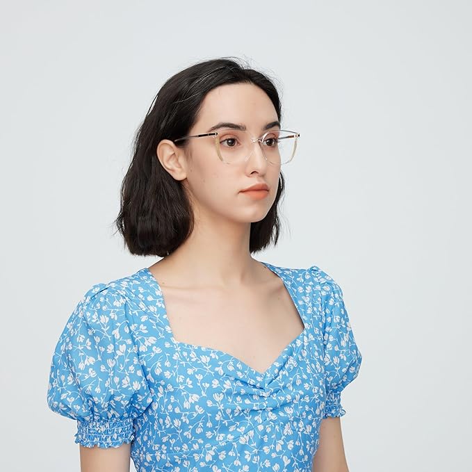 GUDVUE Oversized Blue Light Glasses, Computer Reading/Gaming/Phones Glasses, Anti Glare/UV400/Eye Strain, Large Square Frame