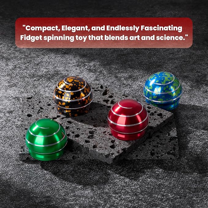 Fidget Spinner Desktop Toys - Kinetic Spinning Ball for Anxiety & ADHD Relief, Optical Illusion Fidget Toys for Adults, Kids, Parents & Friends, Metal Fidgets for Office & Home (1.54in Mushroom Red )