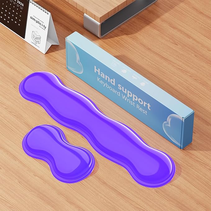 Gel Keyboard and Mouse Wrist Rest Set, Comfort Ergonomic Wrist Support, for Wrist Pain Relief, Computer Keyboard Wrist Rest (Purple)