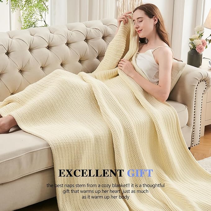 L'AGRATY Knitted Weighted Blanket - 48"x72" 20lbs Cooling Knit Heavy Blankets for Adults Braided Crochet Throw Thick Cable Chunky Yarn Decorative No Beads Evenly Weighted Machine Washable