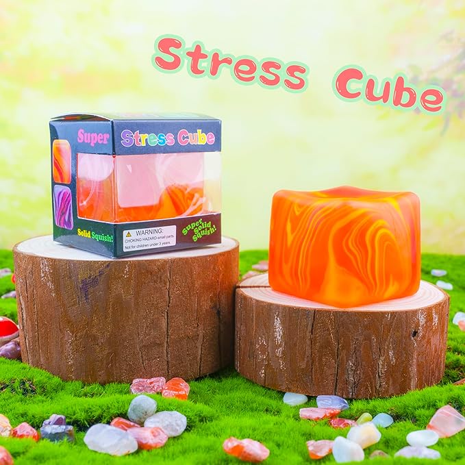 Slow Rising Stress Cube , Dough Stress Balls Soft Fidget Squishy Toys for Anxiety Relief, Pull Stretch Classroom Prize Party Favors Toys for Kids