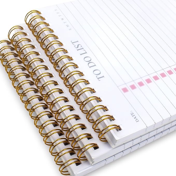 To Do List Notepad, Undated Daily Planner Notepad with To Do List Notebook Checklist Planner Spiral Waterproof Cover Notepad for Office Supplies, School Planner, Pink, 52 Sheets, 5.5"*8.3" A5 Size