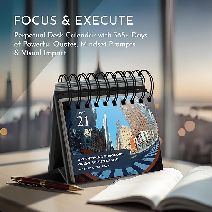 RYVE Motivational Quotes Desk Calendar – 366 Daily Reflections for Personal Growth – Office Accessories and Gifts for Men, Mindfulness Flip Calendar, Inspirational Desk Quote