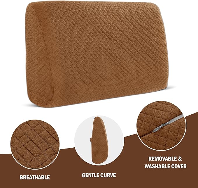 HOMBYS Lumbar Support Pillow for Recliner Chair, Memory Foam Back Support Cushion for Elderly,Extra Large Lumbar Support Pillow,Thick Backrest for Home Reading (Coffee, 20“x13.5"x5")