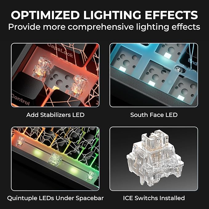 HITIME x XVX M67 60% Percent Keyboard Wireless, QMK/VIA Black Spider Web Gaming Keyboard, Tri-Mode Thocky Creamy Mechanical Key Board, Hot Swappable Gasket Mount RGB IMD Tech for Win/Mac