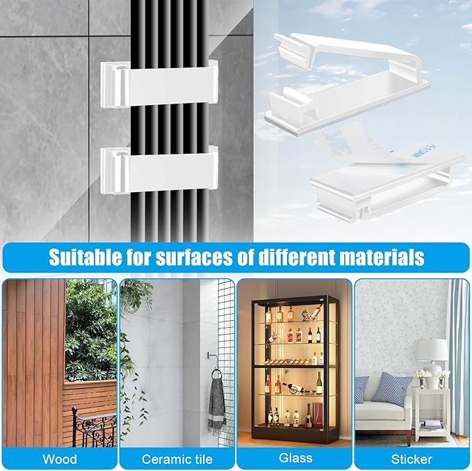 XHF 100 PCS Self Adhesive Cable Clips(L) White,Wire Clips Cable Management Wire Organizer Cord Holder for Under Desk, Car, Wall, TV PC Ethernet Cable