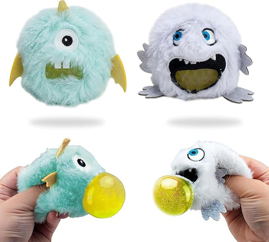 Squishy Toys Stress Balls, Plush Monster Fidget Toys for Kids Adults, Fidget Toys with Squishy Ball Inside Belly for Stress Relief, Calming, Focus, Autism and ADHD