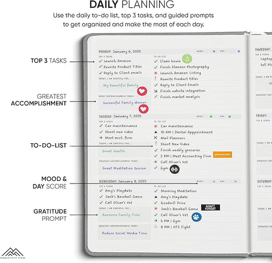 Undated, 2025 Planner, 8.5" x 11" - The #1 Productivity Planner to Achieve Your 2025 Goals - Planner 2025-2026 by PRODUCTIVITY STORE (A4, GREY)