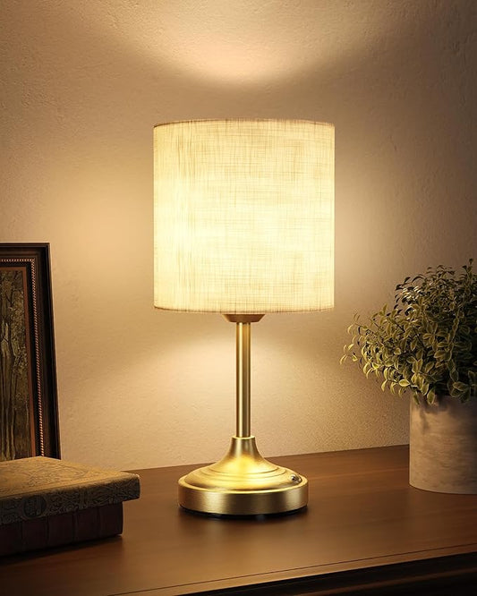 Battery Operated Lamp, 8000mAh, Dimmable, 2700K, Touch Control, Portable, Small, LED, Wireless, Rechargeable, Cordless, Desk Lamp, Kitchen Lamp, Fabric Shade, for Dining Room, Bedroom, Living Room