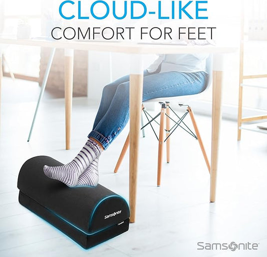 Samsonite Ergonomic Foot Rest, Adjustable Memory Foam Foot Stool for Under Desk at Work, Office Desk Accessories for Long Sessions and Comfort