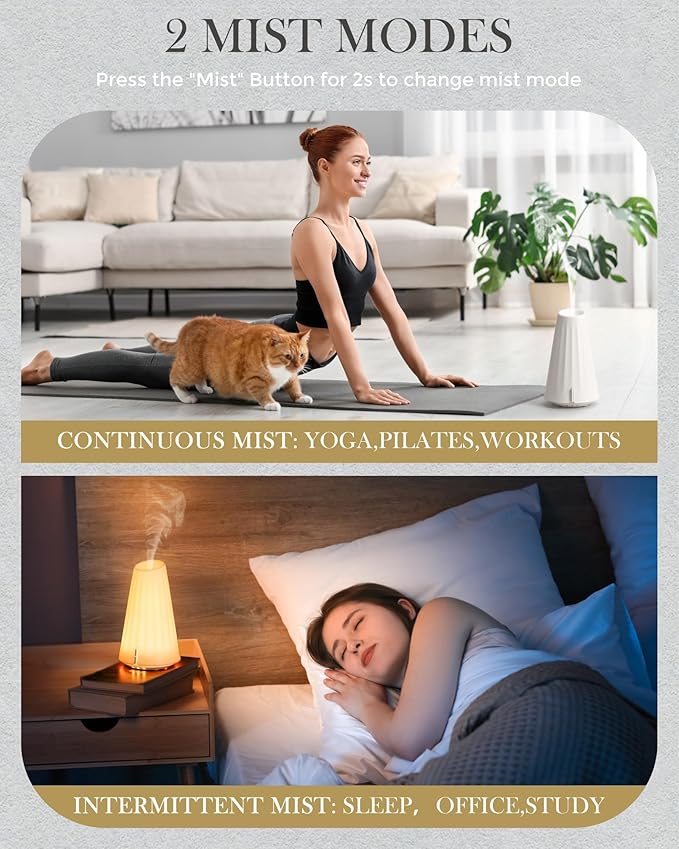 120ML Essential Oil Diffuser,Plastic USB-Power Aromatherapy Diffuser with 3 Timer Settings, Ultrasonic Quiet Operation, Sleep Helper & Dimmable Night Light for Large Room, Home, Office, Studio,Yoga