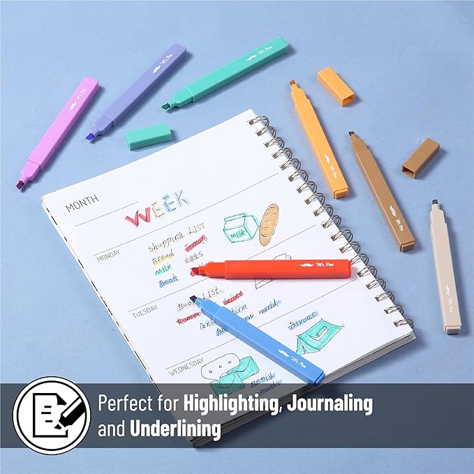 Mr. Pen- Aesthetic Highlighters, 8 Pack, Chisel Tip, Rainbow Rangers, Cute Highlighters Assorted Colors