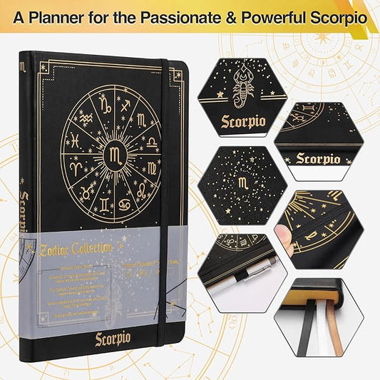 Scorpio Zodiac Astrology Undated Monthly Weekly Daily Planner Journal A5 5.8" x 8.3" 160 Pages 100GSM Paper 2025 2026 2027 Holidays Calendar