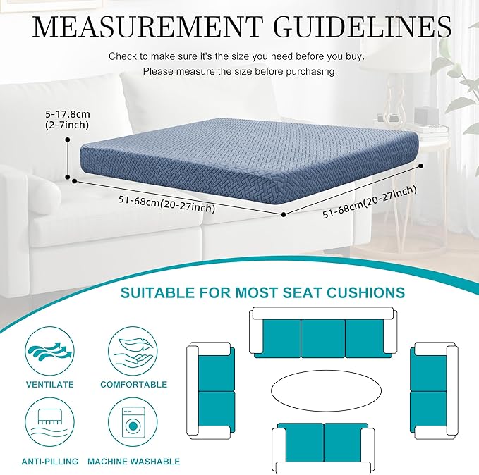 14Pcs Stretch Patio Cushion Covers,Outdoor Couch Covers Replacement,Outdoor Couch & Sofa Slipcovers,for Patio Furniture Cushion Covers,Washable Reusable Furniture Protector (West Lake Blue,Cover Only)