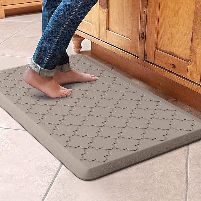WISELIFE Kitchen Mat Cushioned Anti Fatigue Floor Mat,17.3"x28", Thick Non Slip Waterproof Kitchen Rugs and Mats,Heavy Duty Foam Standing Mat for Kitchen,Floor,Home,Office,Desk,Sink,Laundry, Khaki