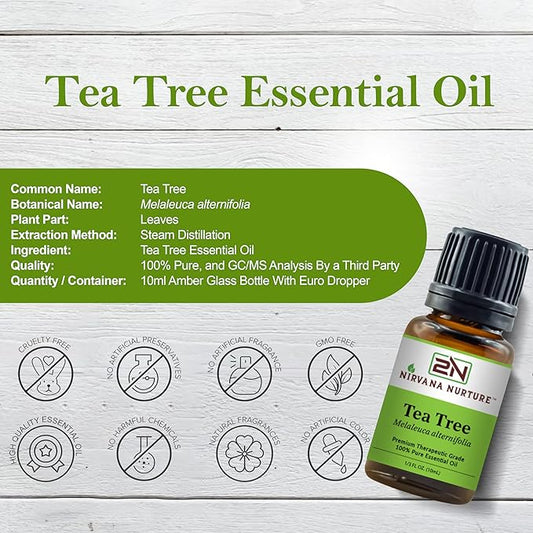 Tea Tree Essential Oil 100% Pure Premium Therapeutic Grade, Undiluted - Aromatherapy Diffuser for Calm and Relaxation, Skin Care, Hair Care