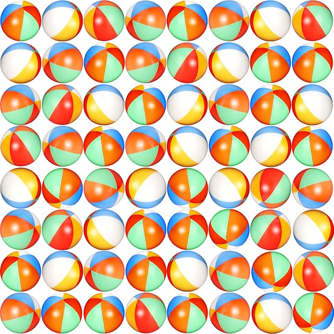 96 Pcs Beach Stress Balls Bulk 2" Mini Relief Stress Ball Pu Foam Squeezy Balls Summer Swimming Pool Game Toy Rainbow Beach Ball for Hawaiian Beach Birthday Party Favor School Carnival Reward
