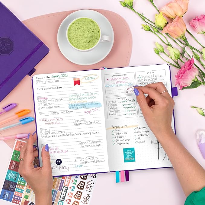 GoGirl Planner and Organizer for Women – A5 Size Weekly Planner, Goals Journal & Agenda to Improve Time Management, Productivity & Live Happier. Undated – Start Anytime, Lasts 1 Year – Purple