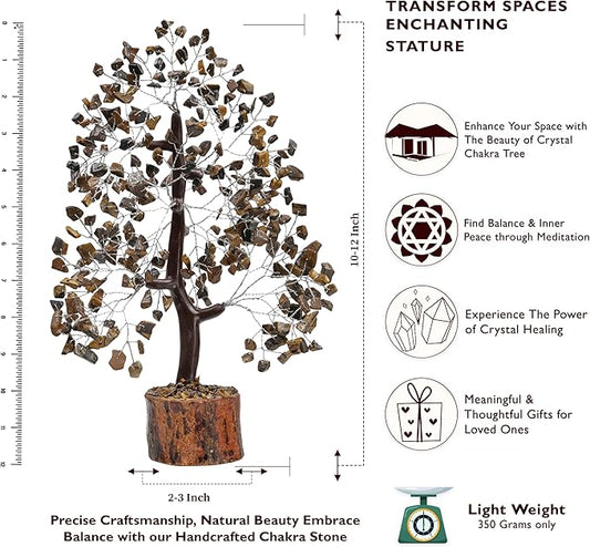 FASHIONZAADI Tigers Eye Crystal Tree, Crystal Money Tree of Life, Feng Shui Decor for Office and Home, Spiritual Gifts for Women, Reiki Gifts