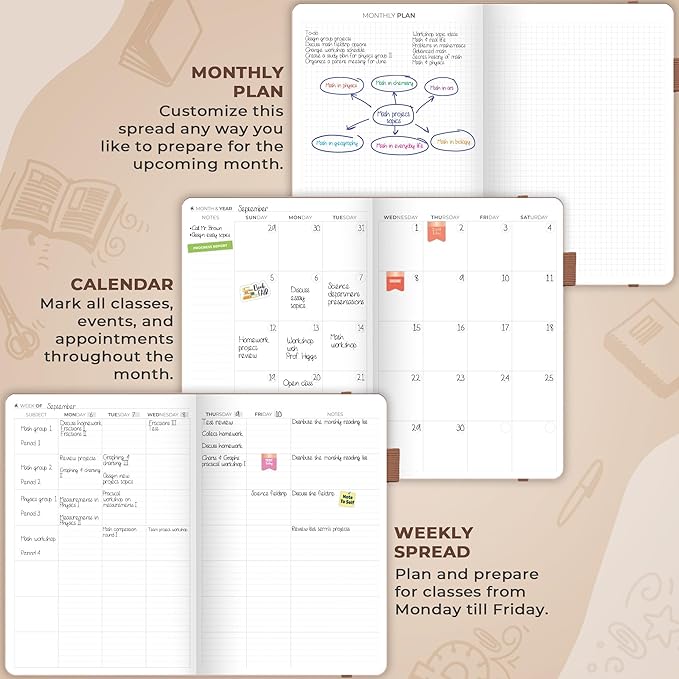 Clever Fox Teacher Planner – School Year Planner with Calendars & Lesson Plans – Teacher Plan Book for Classroom & Homeschool Organization - Undated, 7x10″, Hardcover (Rose Gold)