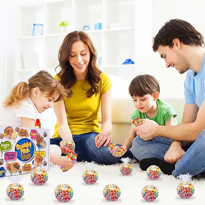 24 Pack Stress Balls Set Fidget Toys Halloween Party Favors for Kids School Class Birthday Gifts, Squishy Toys, Stress Relief Toys Squeeze Balls Bulk Halloween Party Favors, Goodie Bag Stuffers