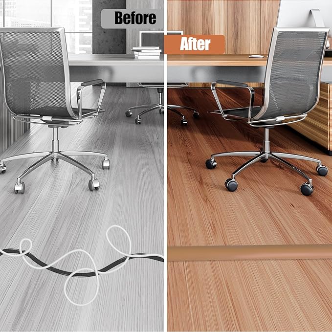 Floor Cord Cover Self Adhesive Cord Hider,3.3FT Cable Management, Extension Strip Protector for Wires, Prevent Cable Trips for Offices, Gyms, Exhibitions Cavity:0.39"(W) x 0.27"(H) Brown