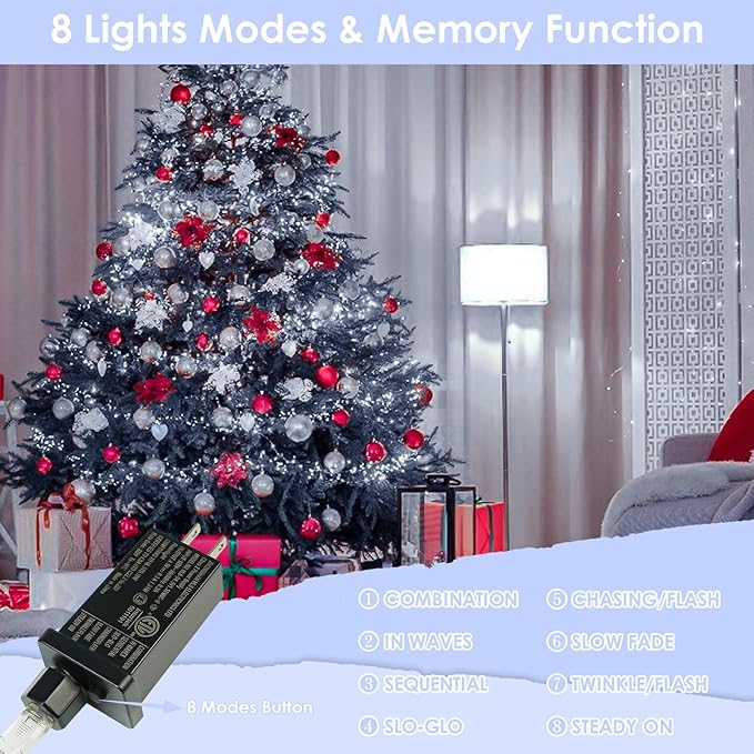 66Ft 200LED Fairy Lights Plug in with Remote, Waterproof String Lights Outdoor & Indoor 8 Modes with Timer, LED Twinkle Lights for Girl's Room Garden Patio Halloween Christmas Decorations (Cool White)
