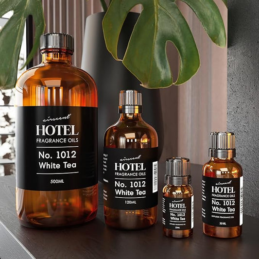 AirScent Hotel Diffuser Oil No. 1012 Inspired by The White Tea Hotel Scent - Premium Fragrance Oil for Ultrasonic and Waterless Diffusers and Crafting - 500 mL, 16.9 fl oz Glass Dropper Bottle