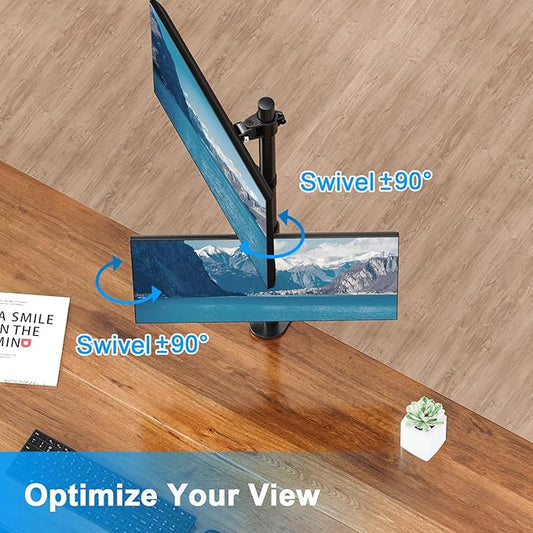 Vertical Dual Monitor Stand, Stacked Monitor Mount for 2 Screen Max 32 inches, Computer Monitor Arm Holds up to 17.6 lbs Each, Height Adjustable, Swivel, Tilt Monitor Desk Mount, VESA 75/100