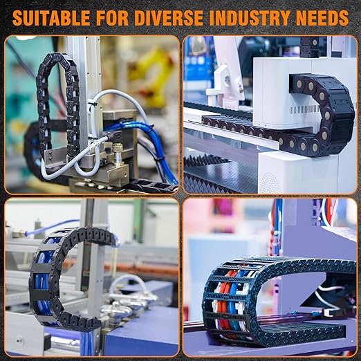 10 x 15mm (Inner H x W) R18 Bridge Type Drag Chain Cable Wire Carrier Protection Chain 39.3inch/1M for 3D Printer and CNC Router Mill,Black Plastic Nylon(Outer Side openable)