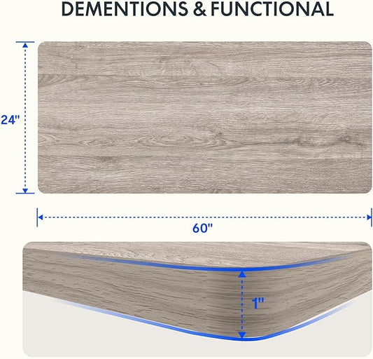 FLEXISPOT EN1 One-Piece Standing Desk, 60 x 24 Inches Height Adjustable Desk Electric Sit Stand Desk for Home Office (White Frame + Gray Wood Desktop, 2 Packages)