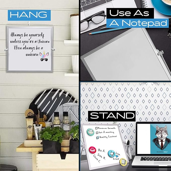 Small Desktop Weekly Planner White Board - Calendar 10"x10" Dry Erase Magnetic to Do List Board with Stand, 3 Markers, 4 Magnets, Eraser - Portable Tabletop Whiteboard for Home School & Office