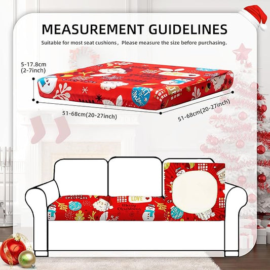 8Pcs Stretch Christmas Patio Cushion Covers Santa Claus Outdoor Cushion Covers,for Christmas Party Replacement,Outdoor Chair Covers Patio Slipcovers Couch Cover,Cover Only