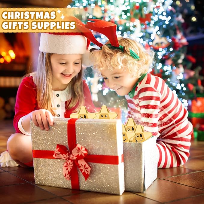 Deekin 24 Pieces 3.1 Inch Star Stress Balls Gold Mini Foam Ball Star Stress Toys Bulk Stress Relief Gifts for Coworkers Adult Goodie Bag Stuffers Teen Party Favors School Office Award(Smile Face)