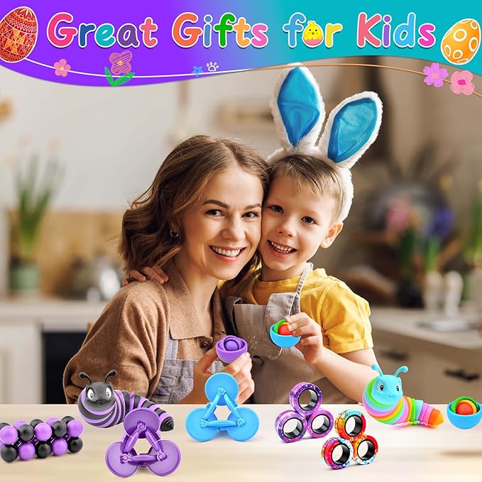 Fidget Toys Kids Pack, Fidget Spinner for Teens, Easter Basket Stuffers Gift for Adults 10PC Sensory Toys Pack for Autism, Desk Toy Stress Relief Toys for ADHD Men Boys