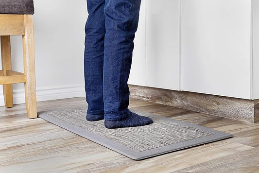 J&V TEXTILES Hillside Oversized Oil- and Stain-Resistant Anti-Fatigue Kitchen Mat (Single Gray)*