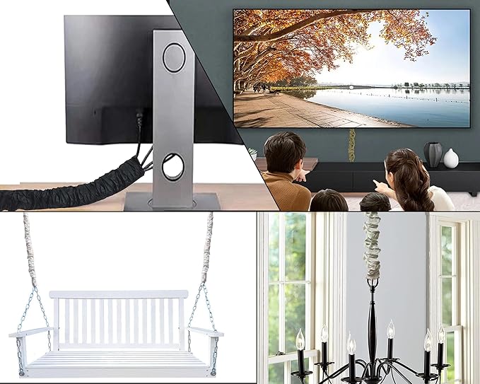 Royal Designs, Inc. Cord & Chain Cover 4 ft Silk Type Fabric, Chandelier Pendant Lighting Chain & Cable Management, Touch Fastener, Burgundy - 4 Pack