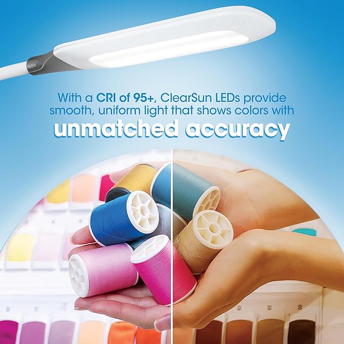 Ottlite Enhance LED Sanitizing Desk Lamp with USB Charging – Eliminates up to 99.9% of Bacteria, Touch Activated, Flexible Neck, Modern Light for Reading, Crafting & Office Desktop